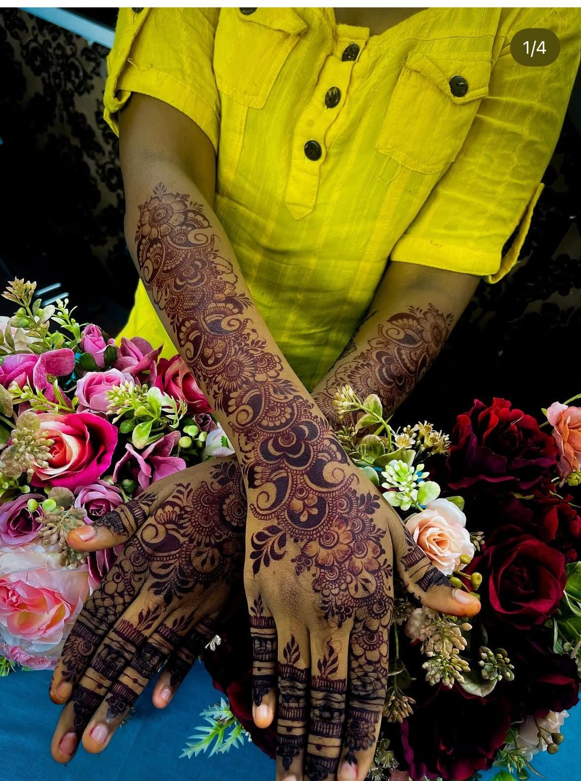 Engagement or party Mehendi with elegant hand designs.